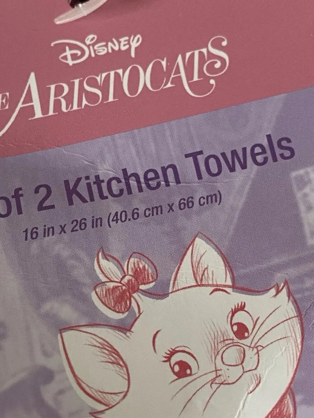 2 Pk Disney The Aristocats Marie Pink Ribbons Bows Kitchen‎ Towels 16” X 26” NEW